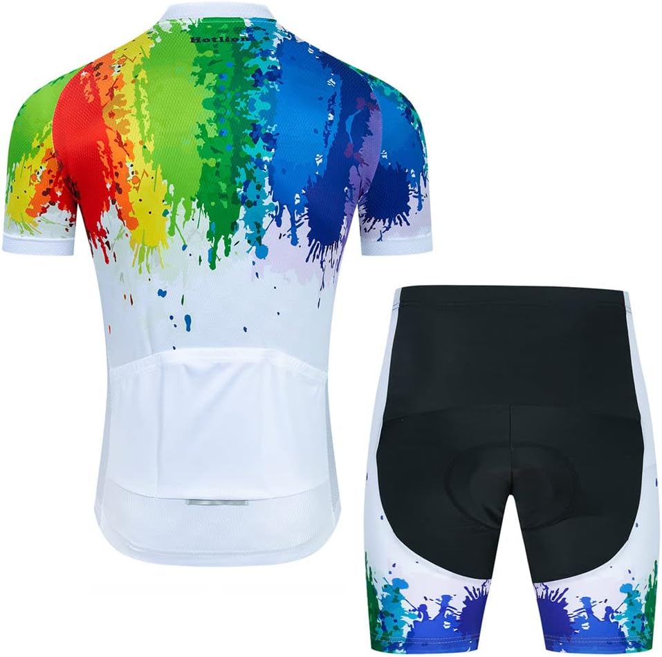 Men Cycling Jersey Set Cycle Short Sleeve Shirt and 3D Cushion Shorts Padded Suit Biking Top - Image 2