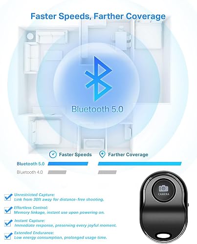 Miniatura 2 de Control remoto inalámbrico para cámara de iPhone para iPhone y Android, captura remota Bluetooth momentos perfectos manos libres con este selfie
