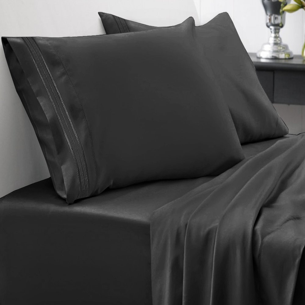 Parure de lit de luxe 1800 fils en microfbre égyptienne drap housse grand bonnet lit double