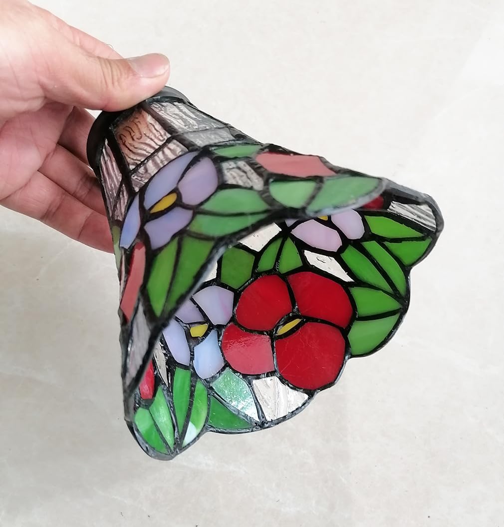 HUIMEIJU Tiffany Style Stained Glass HMJ6030, Tiffany Glass Fan Pendant Lampshade Replacement, Wall Lamp