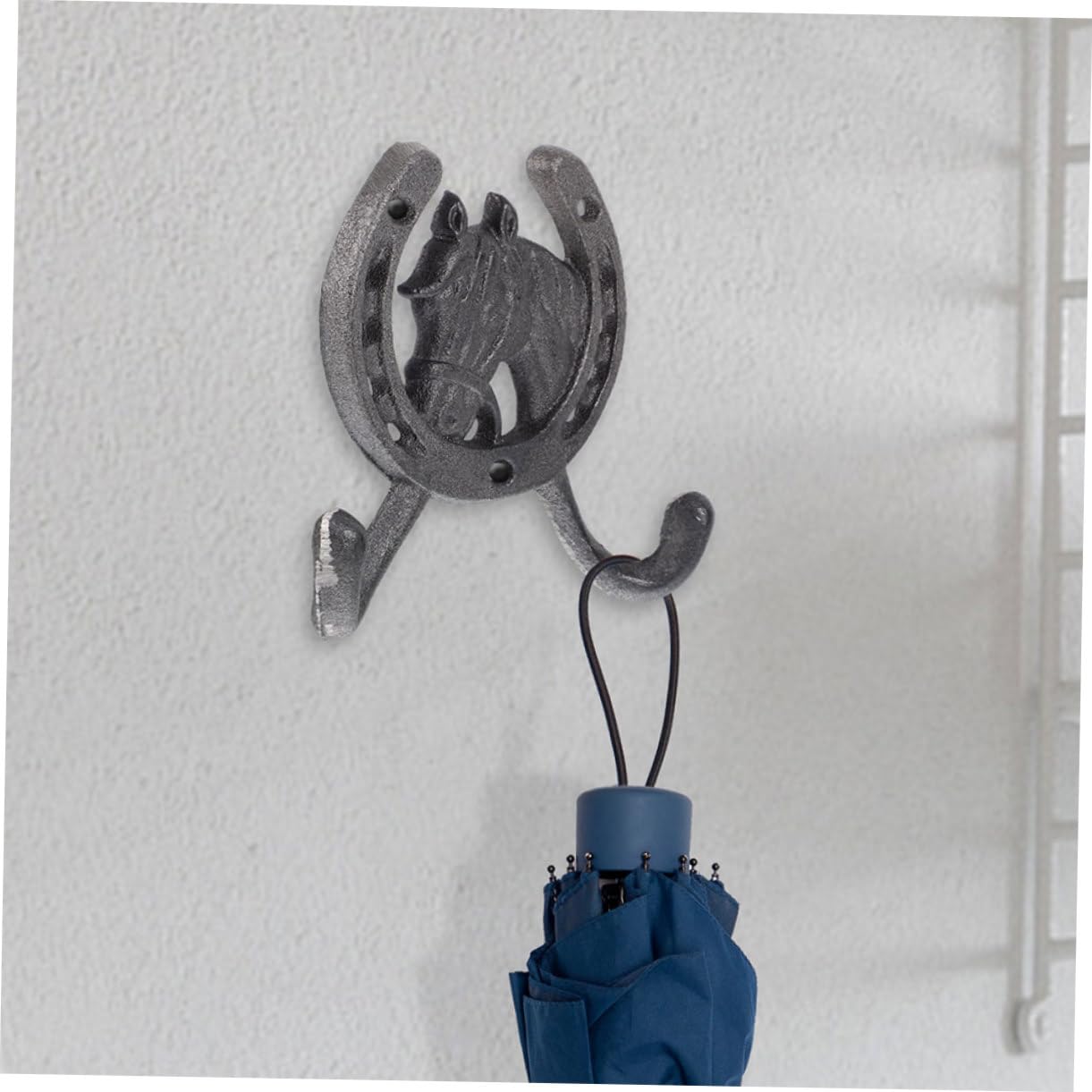 4 Pezzi Ganci da Parete Nero, in Ferro, Stile Vintage, Doppio Gancio a Forma di Ferro di Cavallo, per Bagno e Camera da Letto