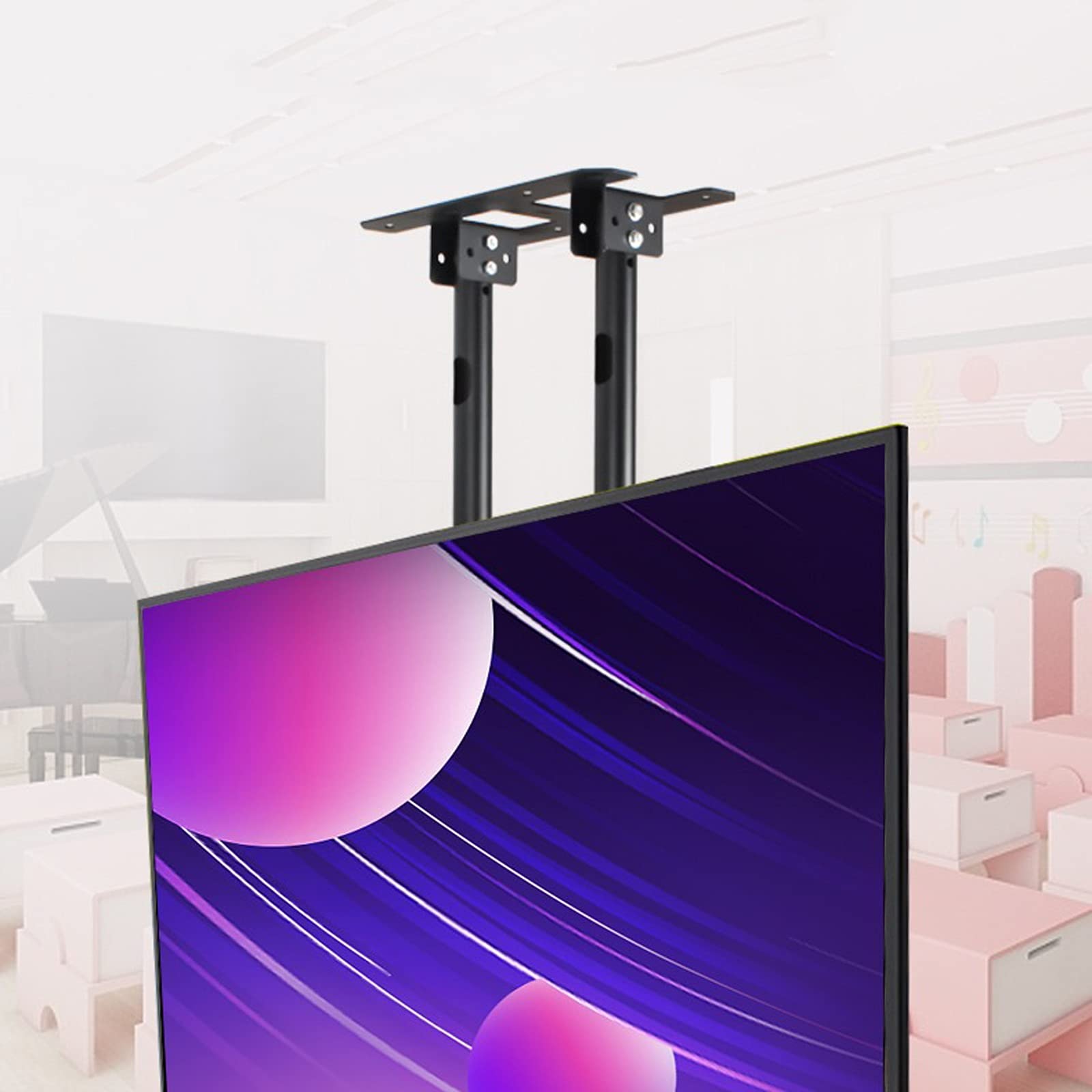 tv Stand tv Staffa di montaggio a soffitto Regolabile telescopico telescopico tv Stand Doppio Palo a schermo singolo for la maggior parte di 60-100 pollici LED, LCD. TV a schermo piatto. .per casa, uf
