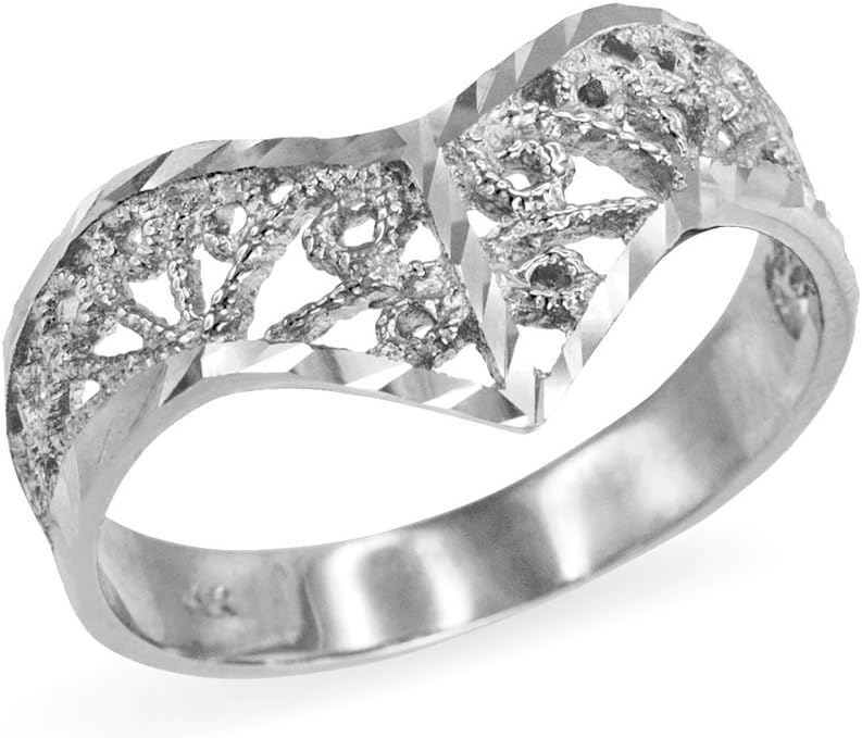 Filigree Chevron Ring for Women in Fine 925 Sterling Silver