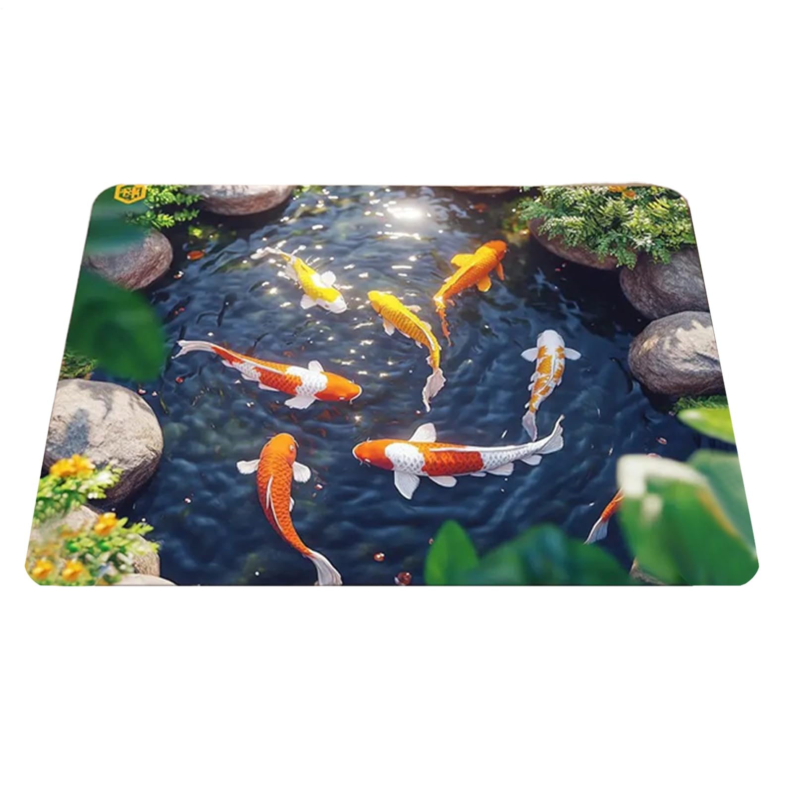 Amazon | 【まるで本物】 トリックアート 玄関マット 3D 錯視 - 魚の池