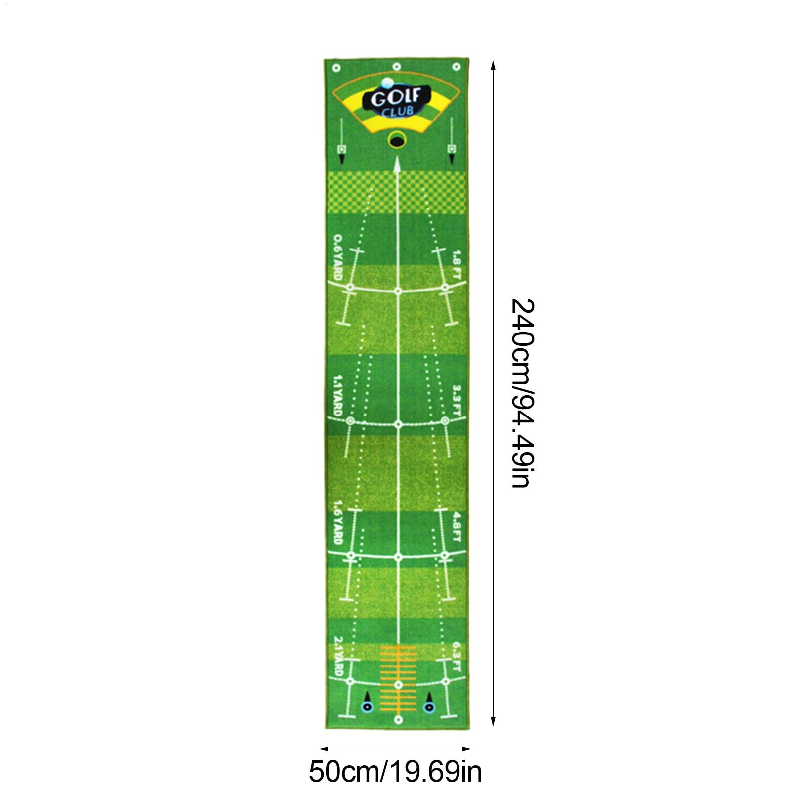 Putting Green Mat | 0,5 x 2,4 m Golf-Übungsmatte | Sport-Pad für drinnen und draußen, verbessert Ihre Putting-Fähigkeiten, rutschfeste Unterseite