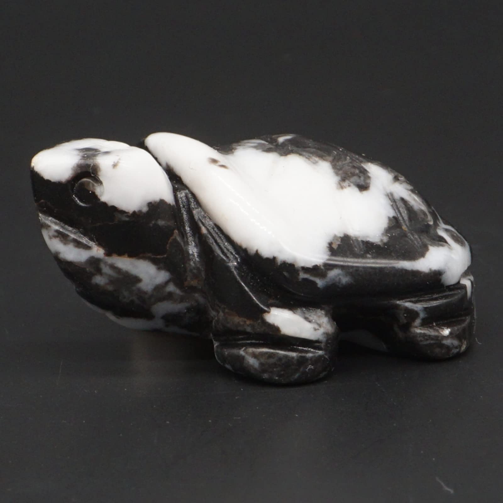 1.5" Turtle Tortoise Statue Stone Carving Natural Gemstone Crystal Animal Figurine Home Decoration 1pc,Black White Zebra