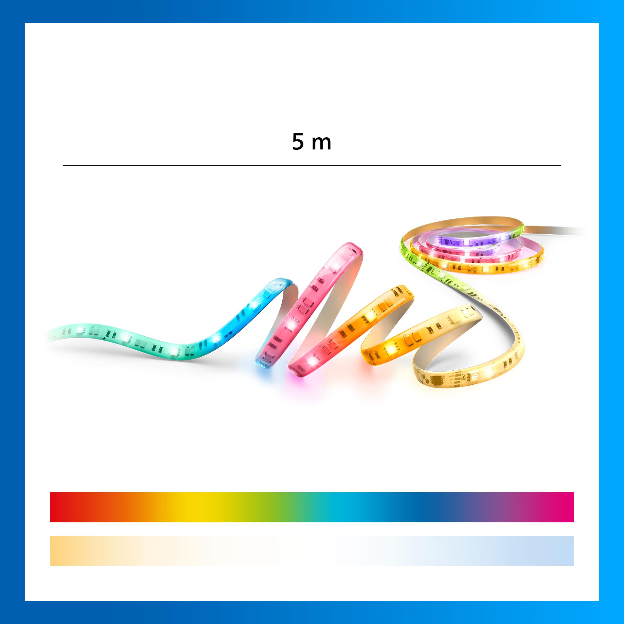Philips Smart Lighting RGBICWW-LED-Streifen, 5 m, Typ C, Mehrfarbige Farbverläufe, Einstellbares Weißlicht, Ambientes Licht, Connected by WiZ, Alexa, Google Home, Apple Home, 1er-Pack