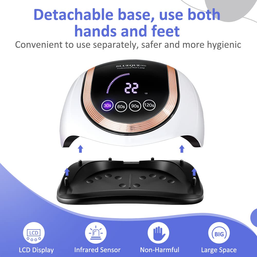 Gugusure 200W UV LED Nail Lamp with 42 Beads for Gel Polish