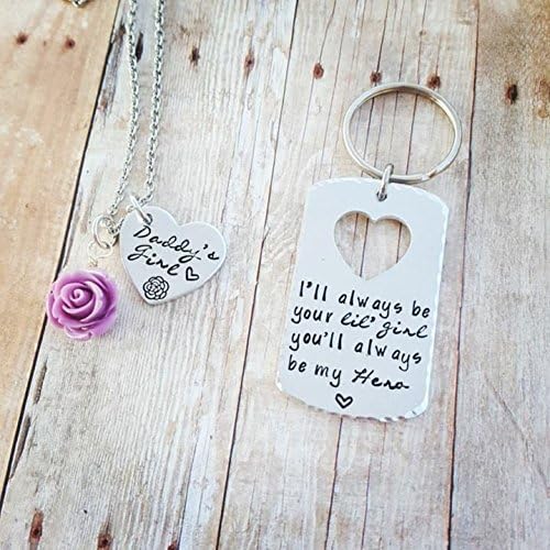 Daddy's Girl - Daddy is my hero - Always be your little girl - Dad Key chain - Daddy's Girl Necklace - Flower Necklace