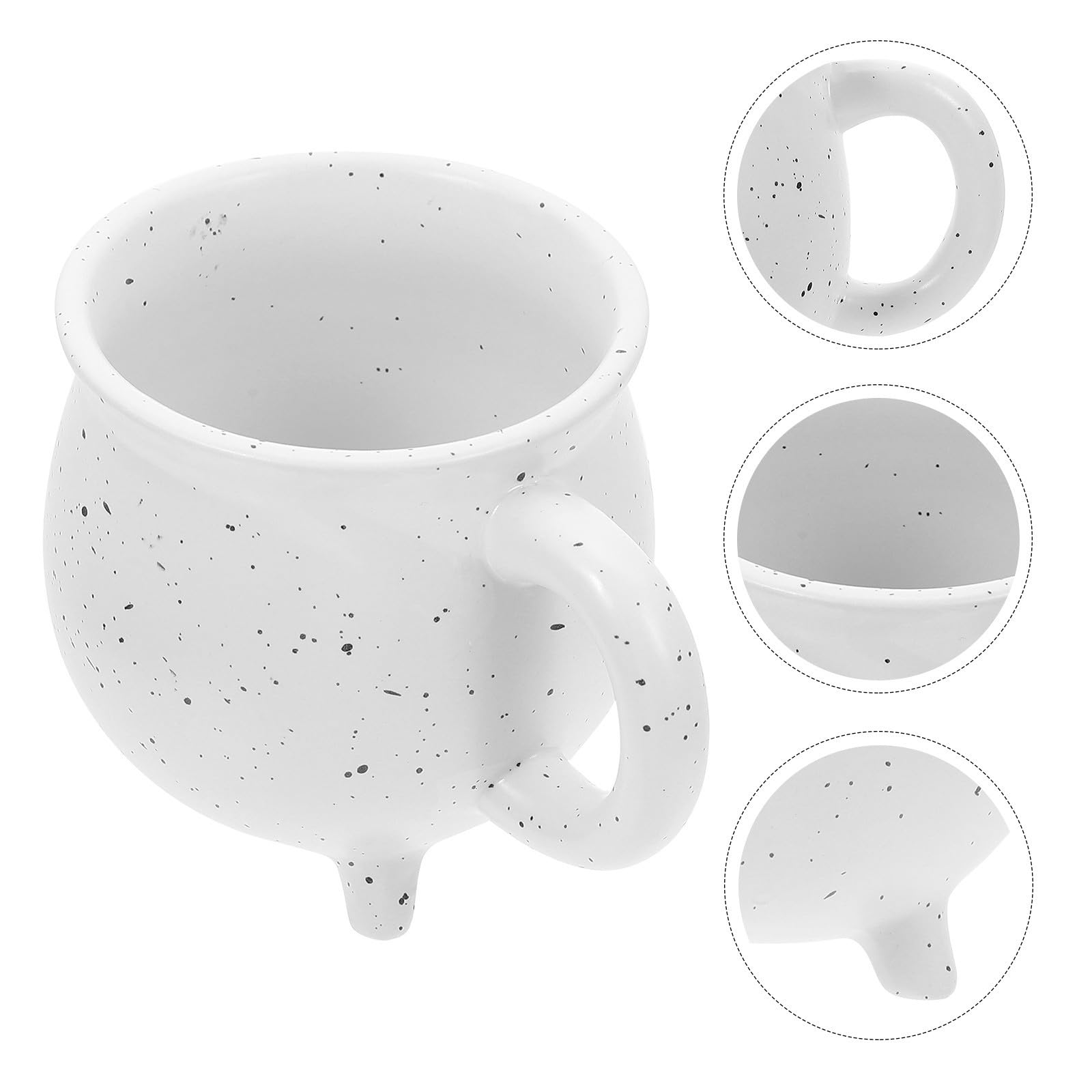 Zerodeko 450ml Keramik Tasse Weiß mit Drei Beinen für Halloween Geschenk Kreativer Becher für Kaffee Tee und Party Dekoration