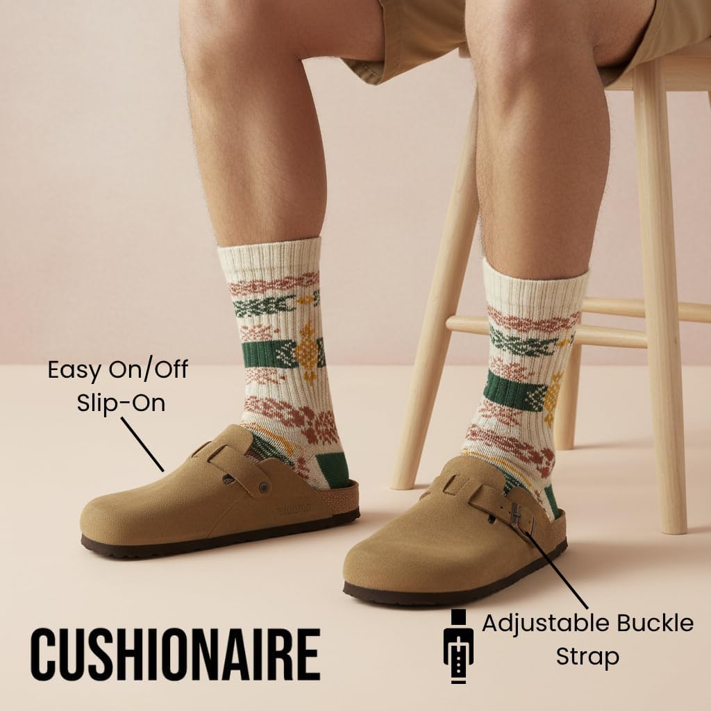 CUSHIONAIRE Haze Genuine Suede Leather Mens Clogs - Comfortable Slip On Potato Shoes for Men with Adjustable Buckle - Image 6