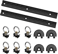 vandrabase 12 Inch Black Anodized Aluminum L-Track Rail Set with 6 O-Rings & 4 End Caps - Secure Tie-Downs for Trucks, Vans, ATVs & Tight Spaces