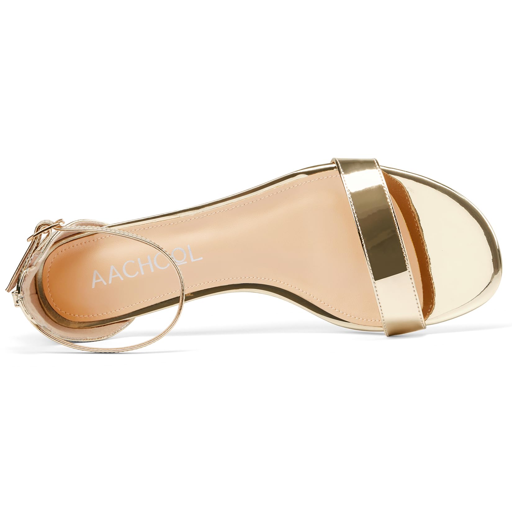 Aachcol Sandalias de vestir para mujer, con puntera abierta, tacón bajo, correa al tobillo, 3,8 cm