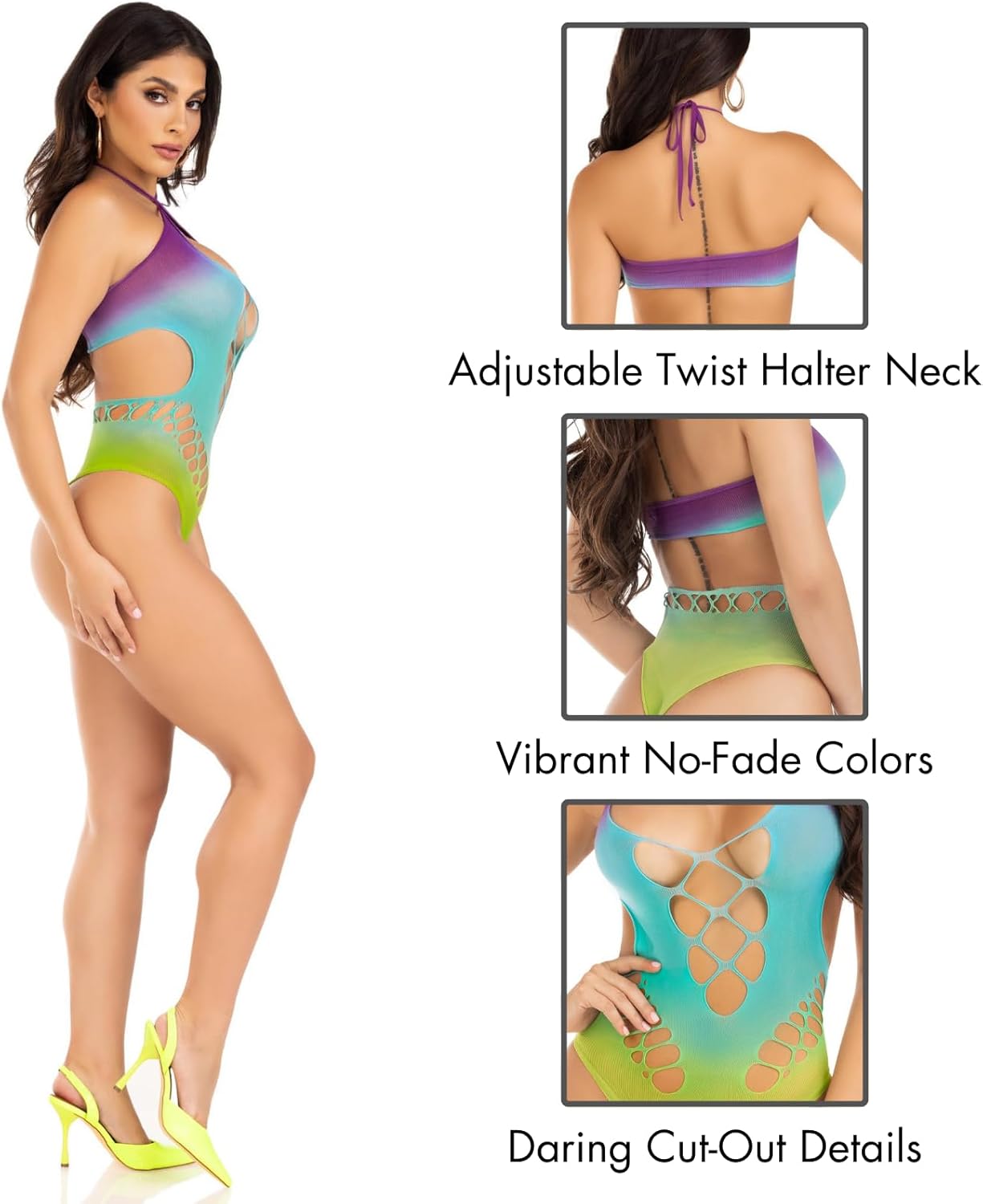 Leg Avenue Women's Seamless Ombre Halter Bodysuit