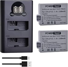 2Pcs LP-E5 LPE5 Battery with LED Dual Charger for Canon EOS 1000D,500D,450D,Rebel XS, Rebel T1i, Rebel XSi, Kiss X3, Kiss X2, Kiss F Cameras