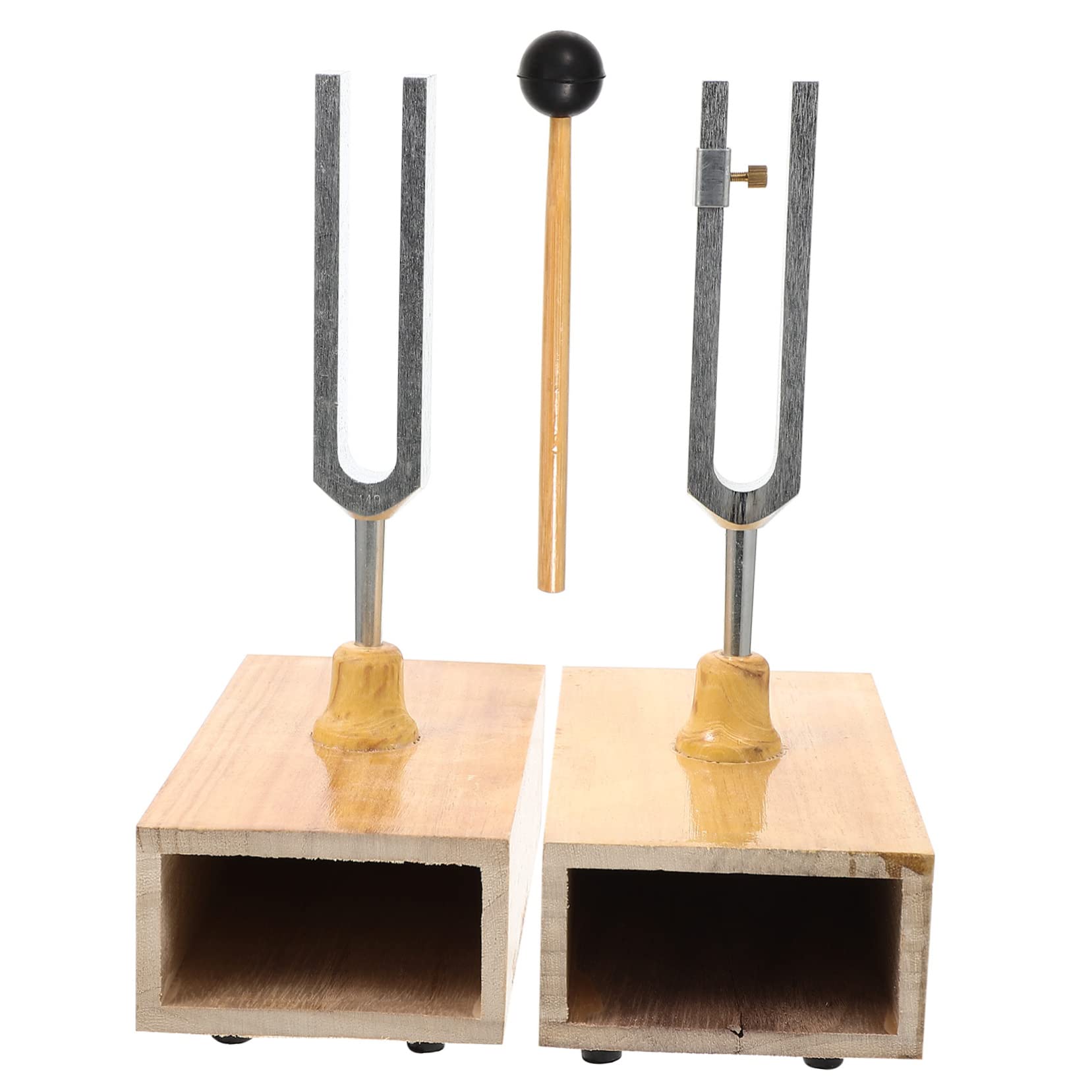 Toyvian Stimmgabel 440 Hz für Physikalische Akustikexperimente mit Hammer und Holzsockel Stabile Aufstellung Klarer Klang