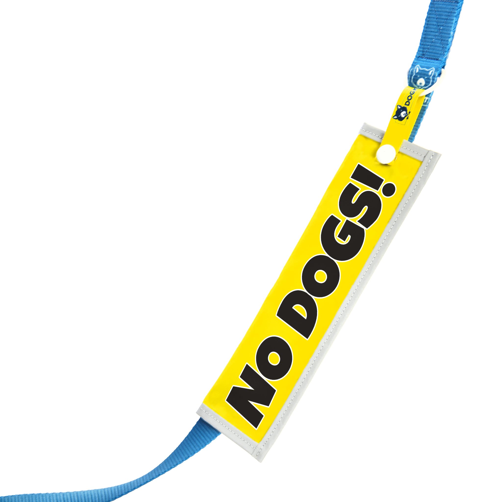 NO DOGS! Lead Sleeve, High Visibility Warning Wrap for Dog Walks, Large Bold Text Space Alert with Secure Snap Attachment - Image 2