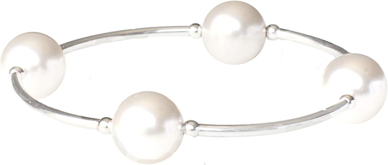 Made As Intended Blessing Bracelet, 12mm White Simulated Crystal Pearls