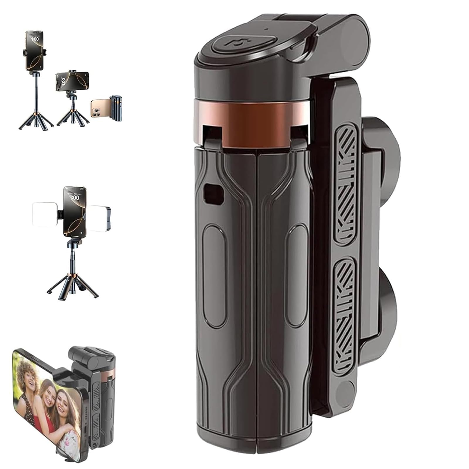 clhjinruoliu Pocketflex Mini Tripod for iPhone, 360° Rotation Flexible Selfie Stick, JC-25 BT with Fill Light 4-Section Extension Height Adjustable for Vlogs, Photography,Black