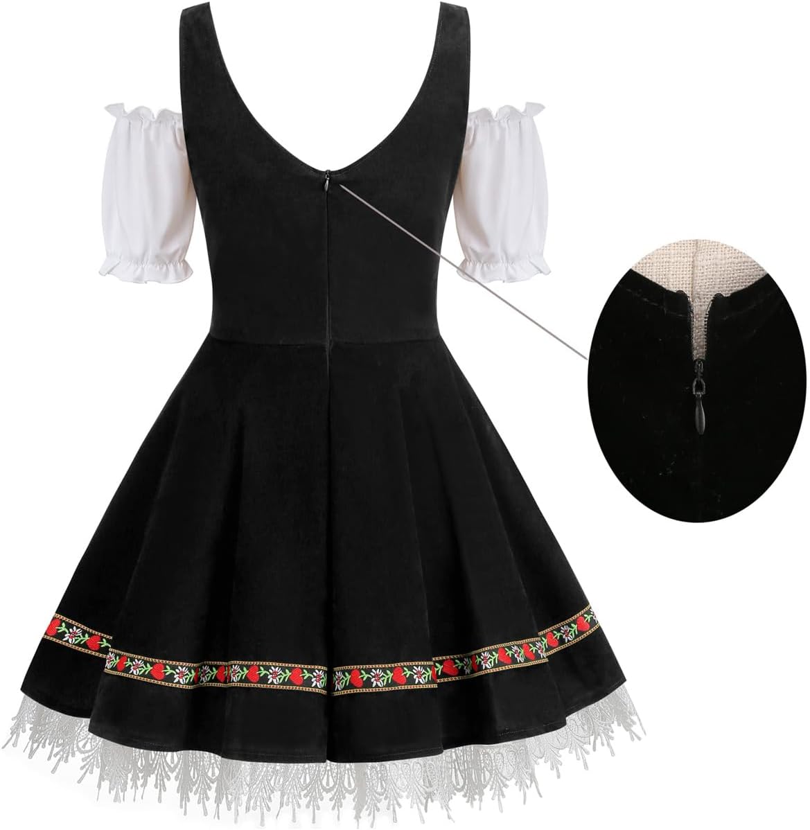 GRAJTCIN Womens Oktoberfest Costume, Velvet German Bavarian Dress for Halloween Carnival - Image 3