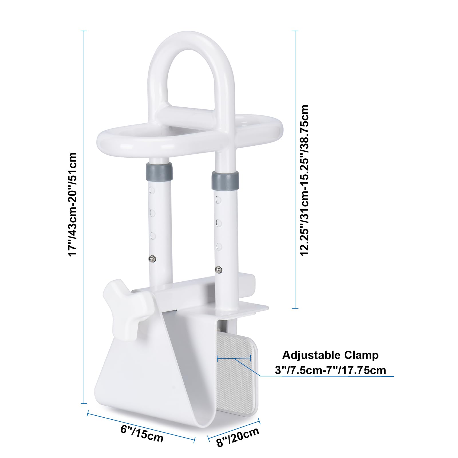 Maniglia di sicurezza per bagno, maniglie bagno per anziani, Supporto Ingresso Vasca con Altezza e Larghezza Regolabili, Bianco