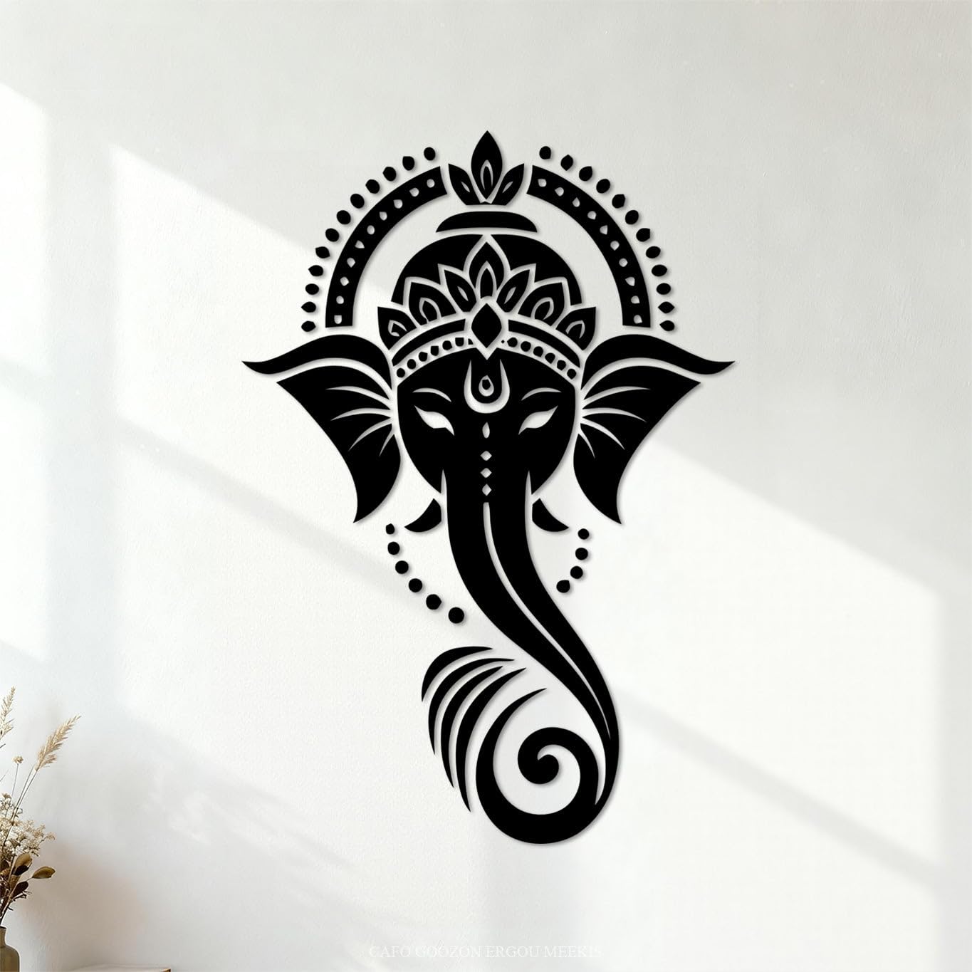 Ergou Stickerdecal-80142 Ganesh Chaturthi Vinayaka Chaturthi Lord Ganesha Wall Stickers Paster Paper 36X52cm Waterproof Black