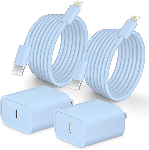 Cargador rápido para teléfono 14 13 12 certificado MFi Cargador tipo C de 10 pies 2 paquetes de 20 W USB C bloque de carga con cable de carga rápida