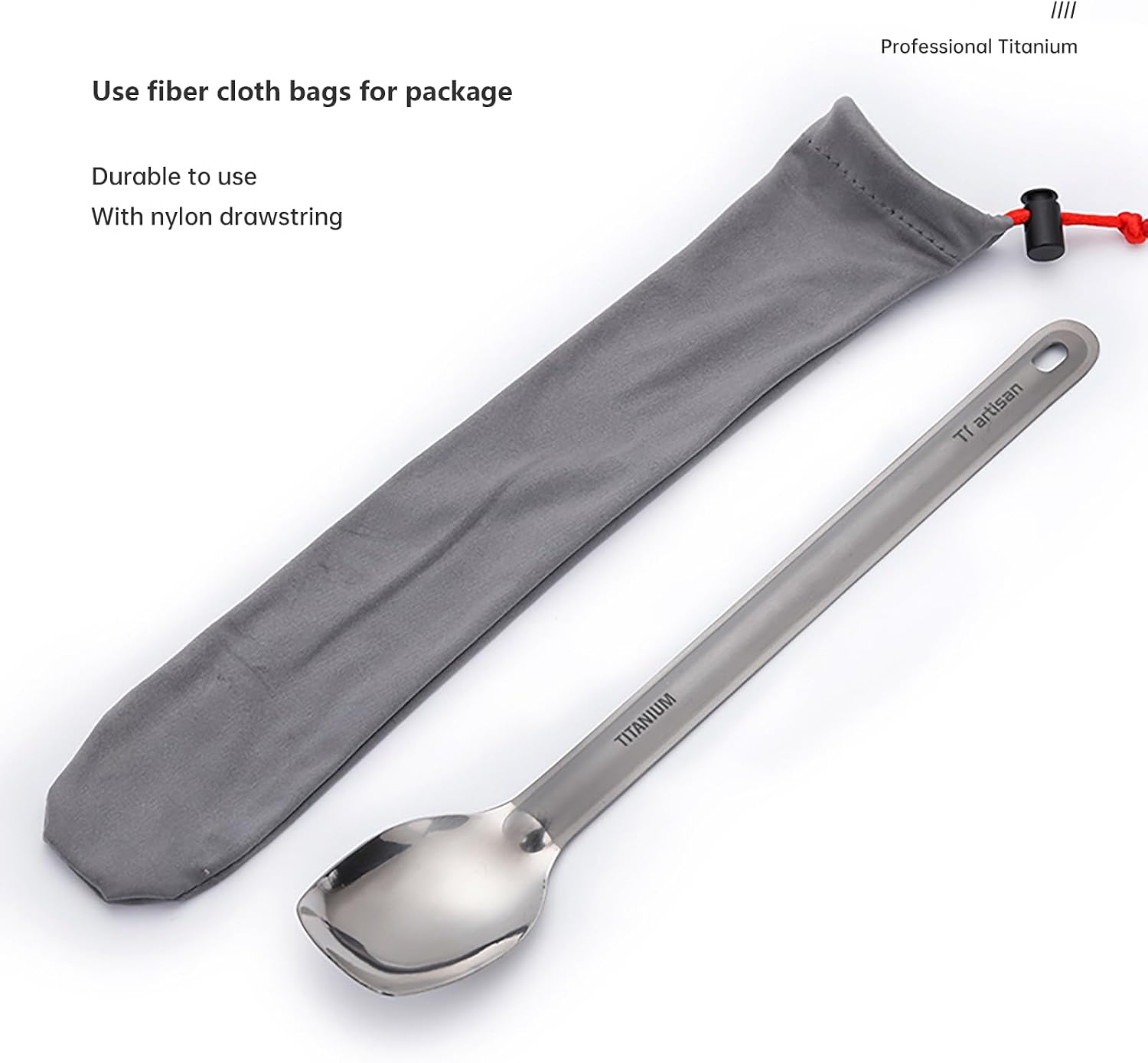 Titanium Spoon with Long Handle 8.86inch, Camping Cutlery with Polished Bowl Titanium Spork Ultralight Camping Utensil Portable Flatware for Outdoor Backpacking Hiking Travel Picnic (Spoon (TA8120P))