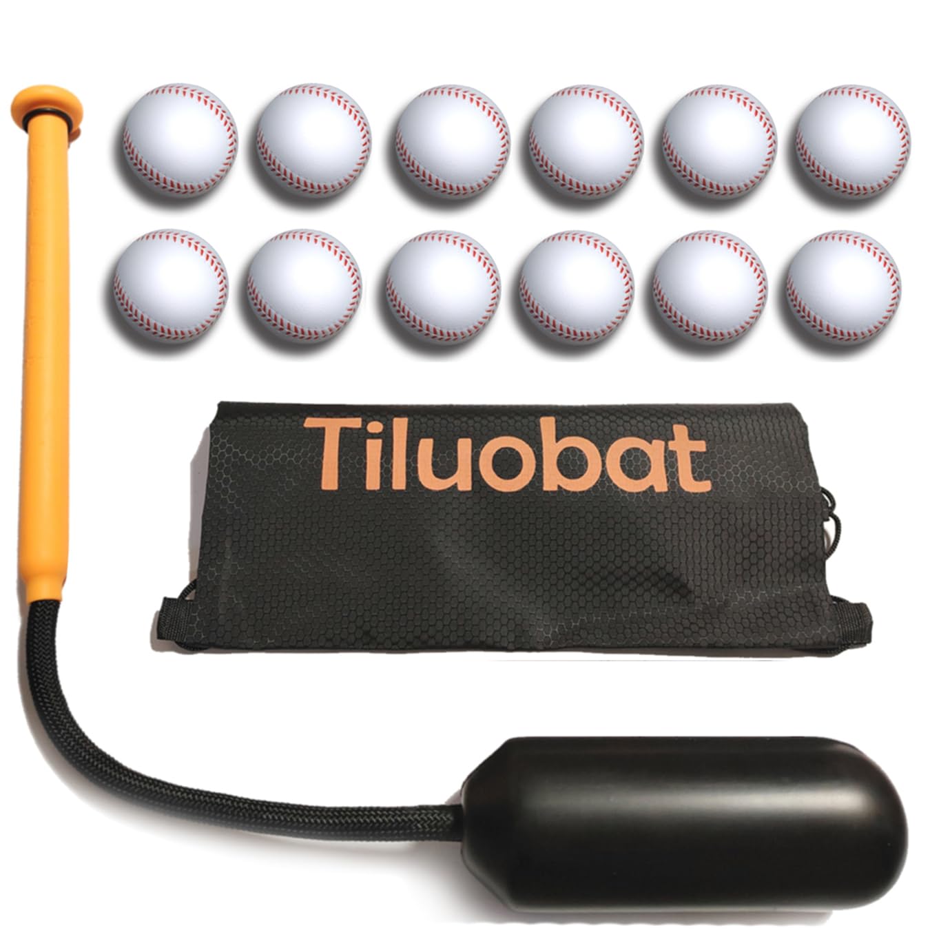 Baseball-Schlagtrainer-Set, Schlagfertigkeiten mit Zentrifugalkraft und Seil, Baseball-Schaukel-Trainer, inklusive 12 weißen Trainingssofties