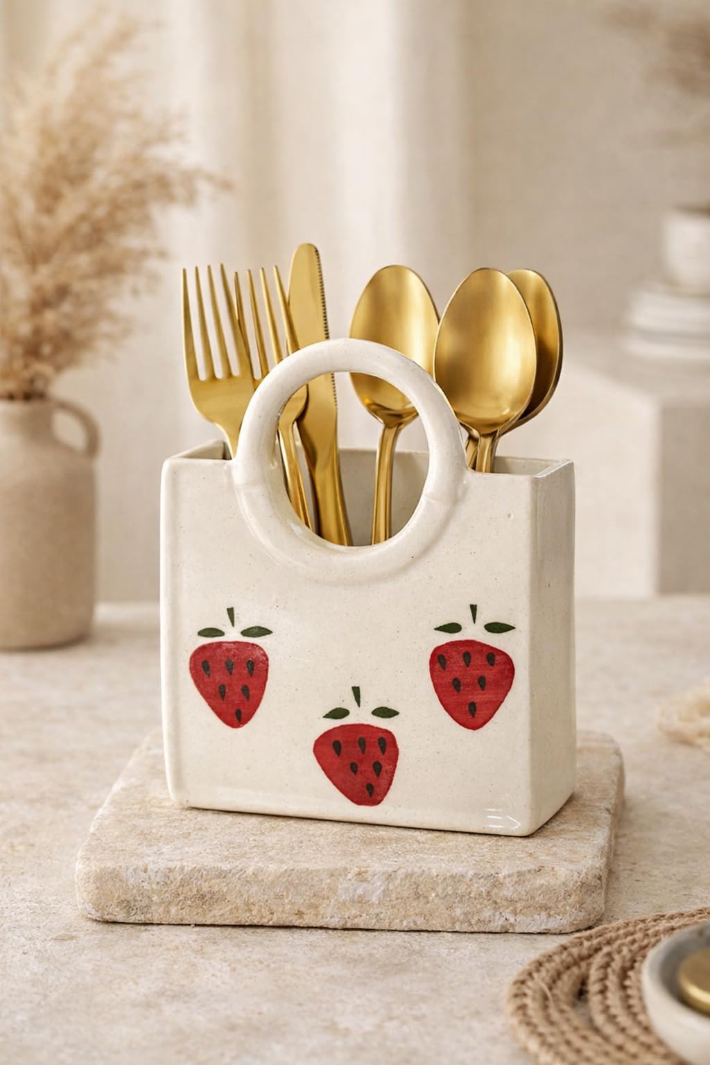Ceramic Utensil Holder - Evil Eye Design -5