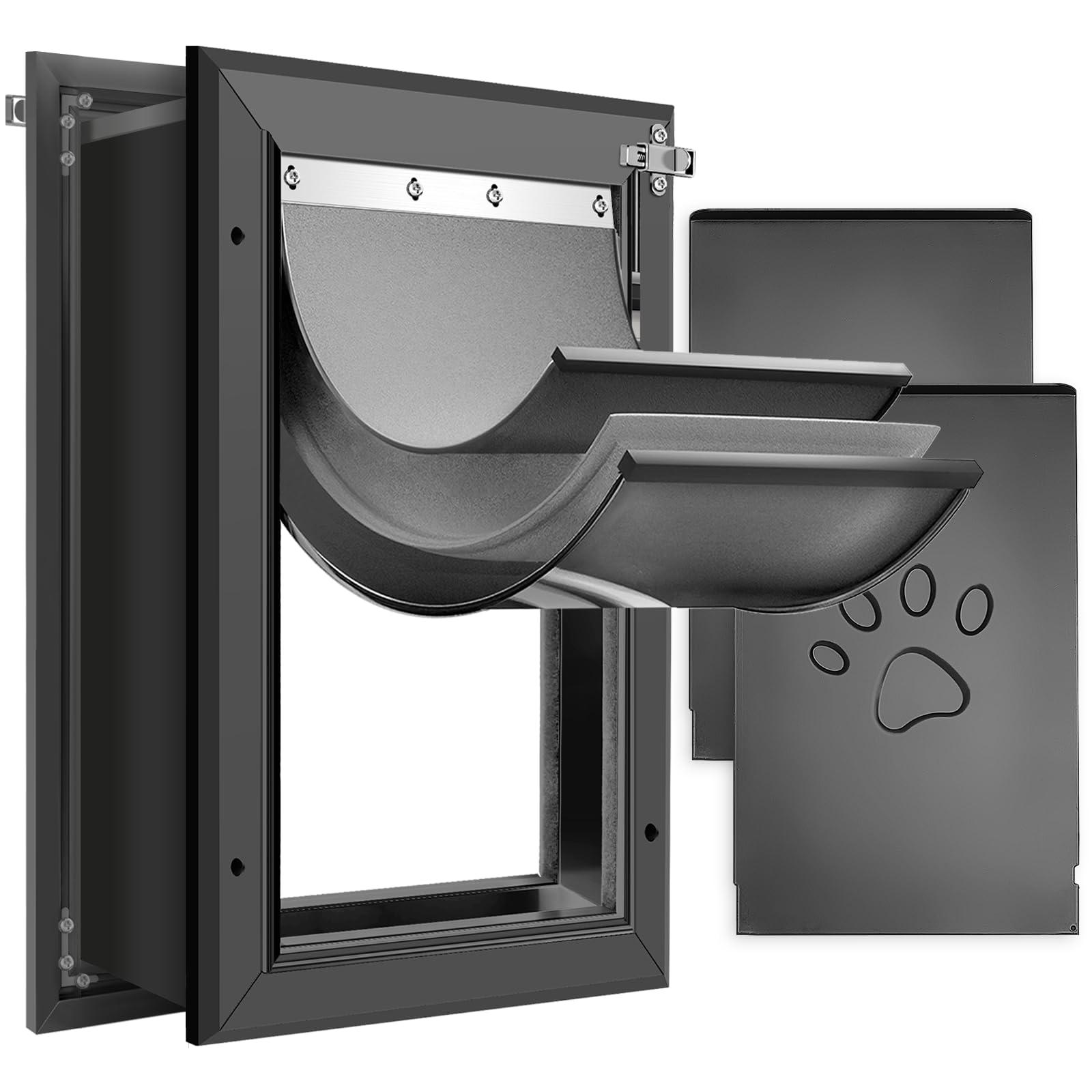 Petoasis 3-Flaps Dog Door for Wall Black Large