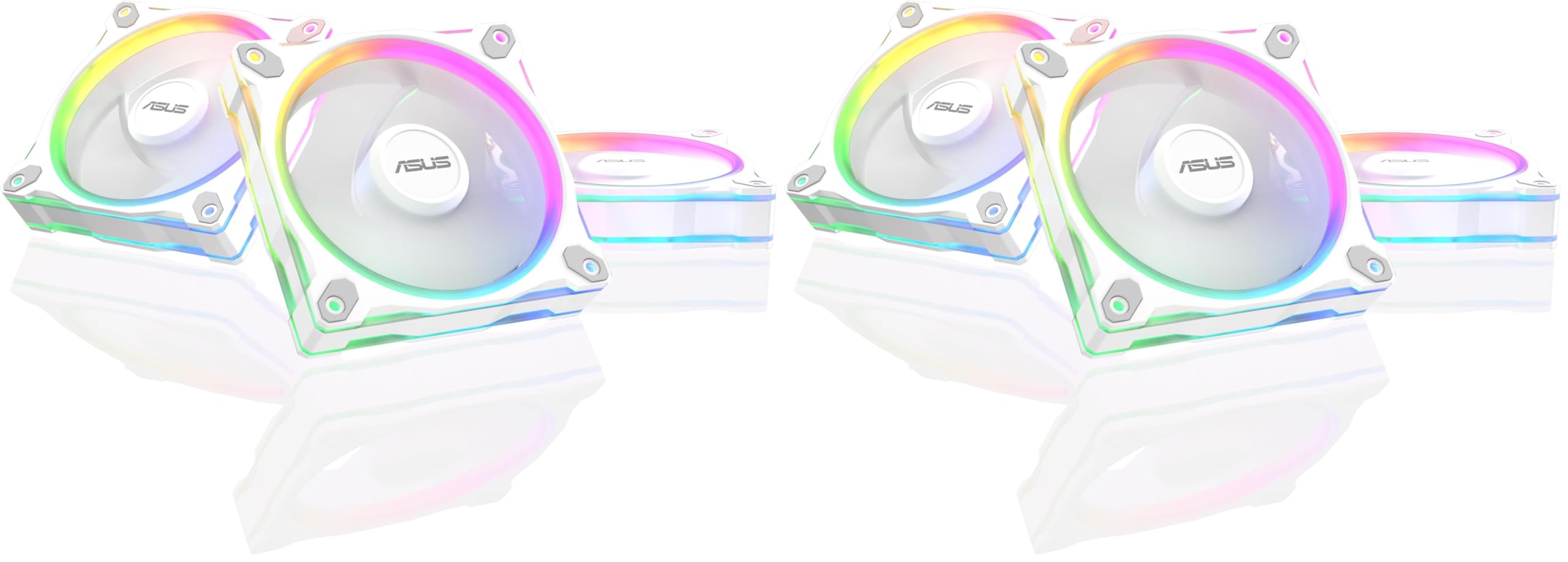 Ventiladores ASUS Prime MR120 ARGB Reverse Triple Pack White con rodamiento avanzado de 1600 RPM 8