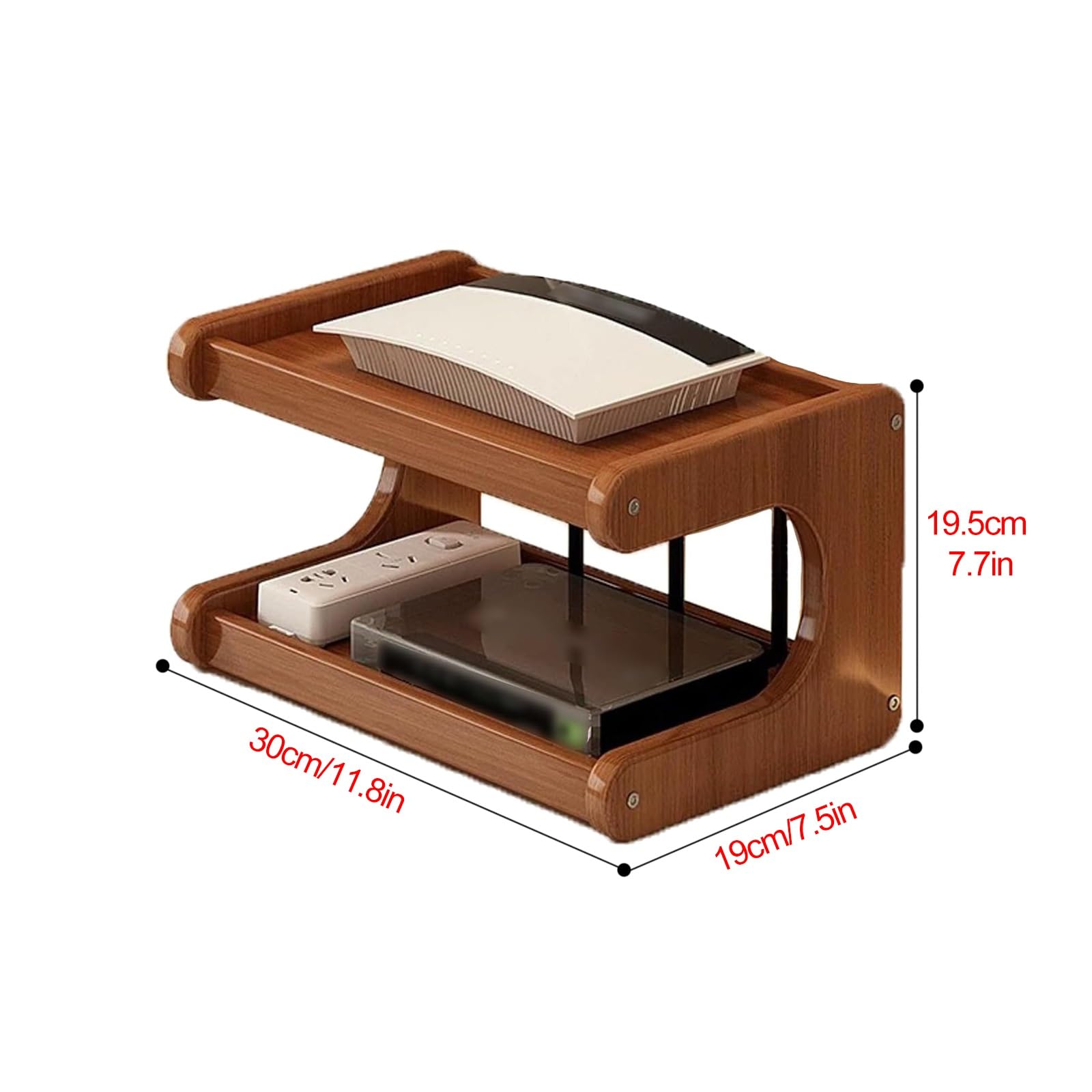 Cache et support de routeur WiFi – Élégant support de bureau mural à 2 couches pour la maison et le bureau, dissimulez et nifiez votre routeur 30 cm, solution peu encombrante