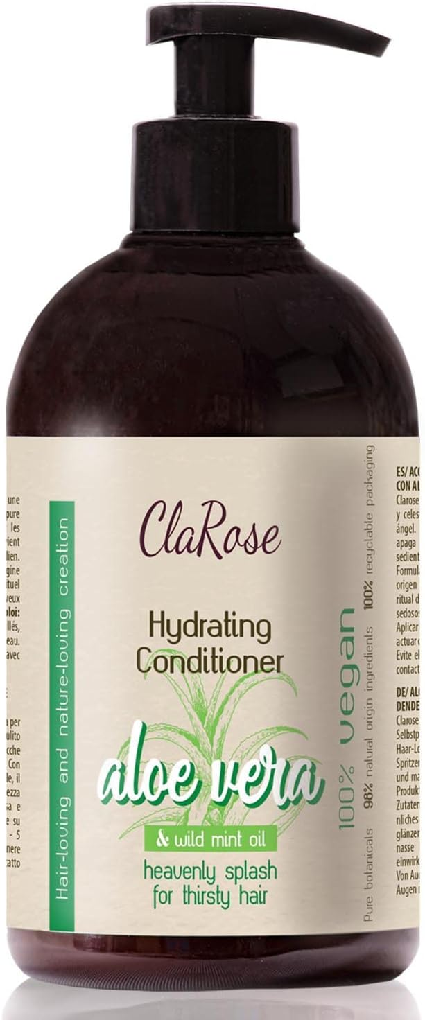 ClaRoseVegan Premium Hair Spa Hydrating Conditioner with 100% natural Aloe Vera and wild Mint Oil for thirsty hair; 500ml