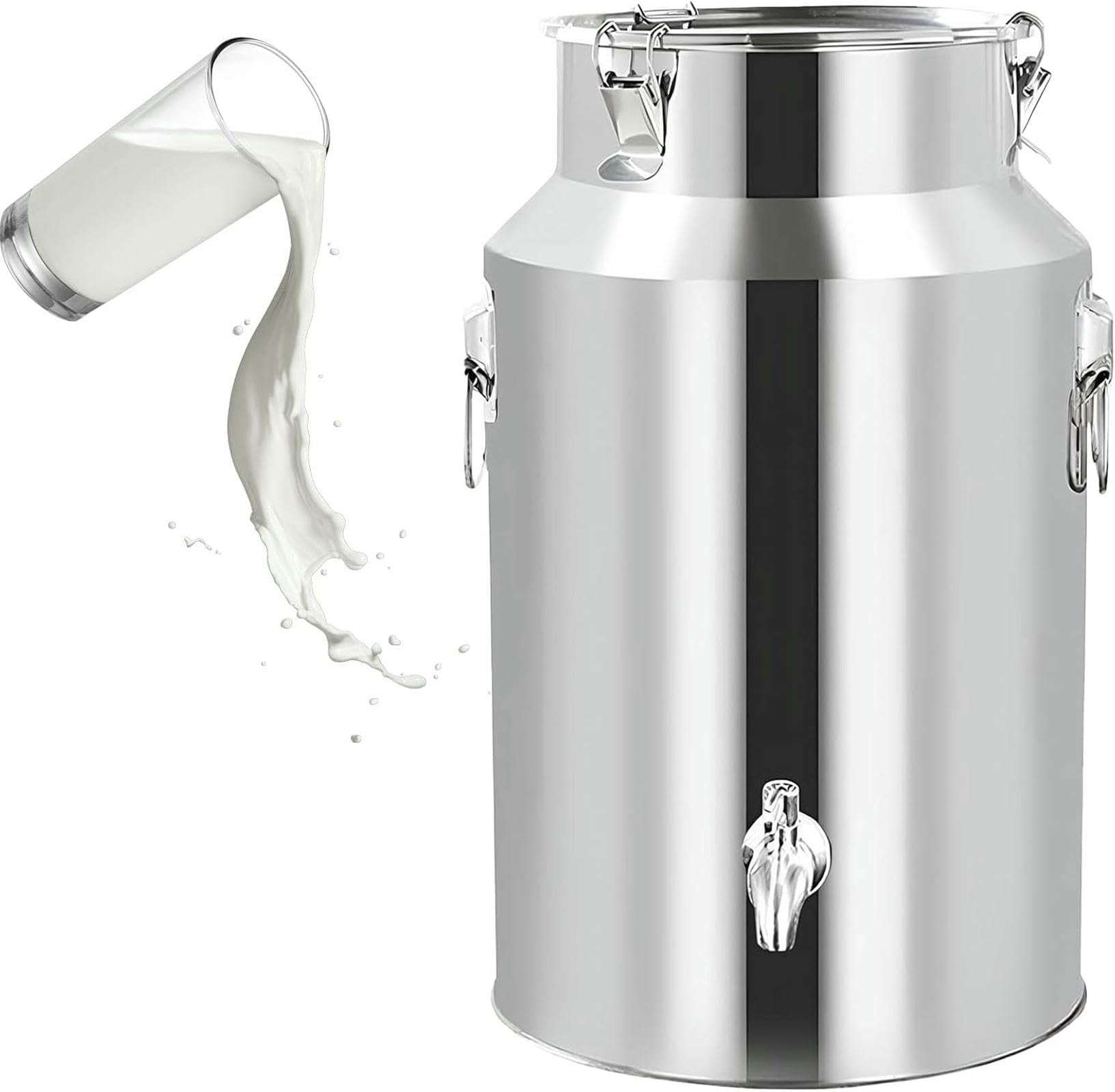 Seau à lait en acier inoxydable robuste de 9 L avec robinet durable