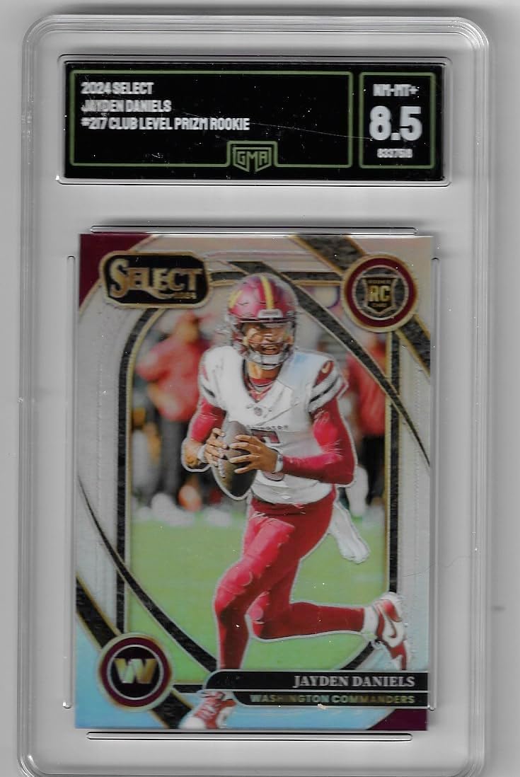 Jayden Daniels GMA Graded 8.5 NM-MT+ Club Level Silver Prizm Rookie Card Collctible Football Card - 2024 Select Football Card #217 (Commanders)