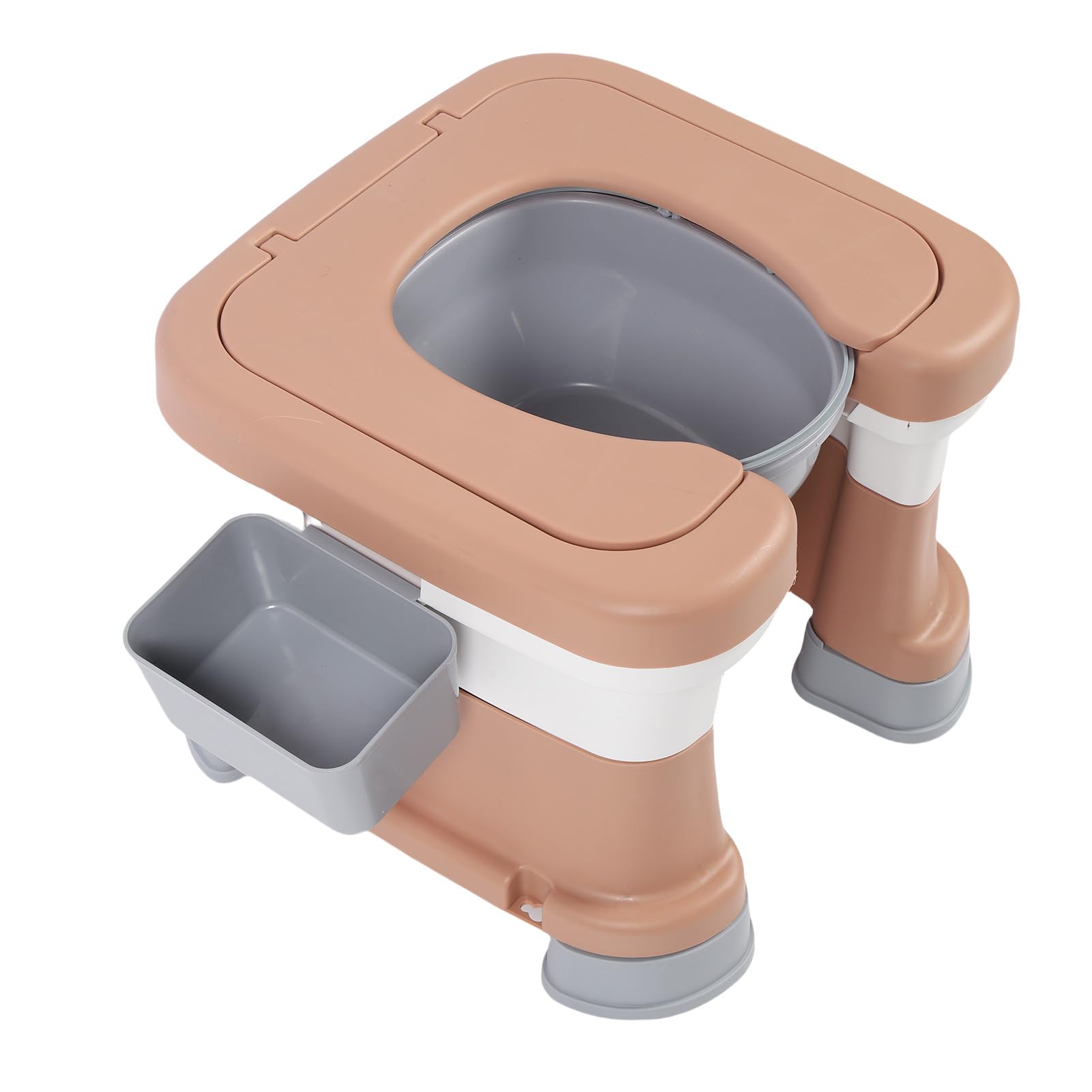 Asiento de Inodoro de Cables de Cabecera, Lámpara y Inodoro Portátil, Silla de Ducha de Baño sin Deslizamiento Extra Ancha con Cubo Interno para Adultos, Mujeres Embarazadas, Ancianos y