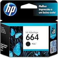 Cartucho de Tinta HP 664 Preto Original (F6V29AB) Para Impressora Deskjet 2136, 2676, 3776, 5076, 527