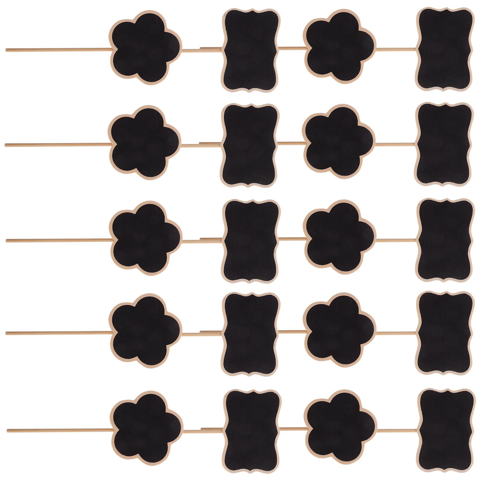 Wakauto 20pcs Wooden Chalkboard Plant Markers for Succulent and Potted Plants Flower Identification Garden Tags Five-Petal Flower and Wavy Edge Design for Indoor Outdoor Use