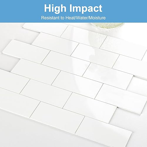 Vista 51 de Paquete de 1 lámina de revestimiento autoadhesivo de 12 x 12 pulgadas, baldosa de pared de PVC para cocina, baño, chimenea, mesa de lavandería o gris