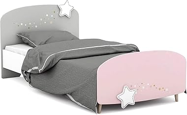 habeig Kinderbett Himmelssterne 90 x 190 cm Jugendliege Bett Holz Bettgestell Mädchen Jugendzimmer Kinderzimmer #440