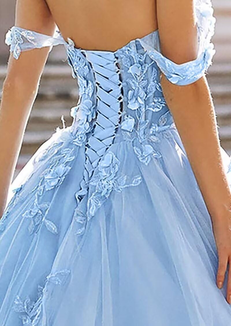 2026 Quinceanera Dress Puffy Tulle Floral Lace Applique Off Shoulder Corset Long Prom Dresses Party Gown 216