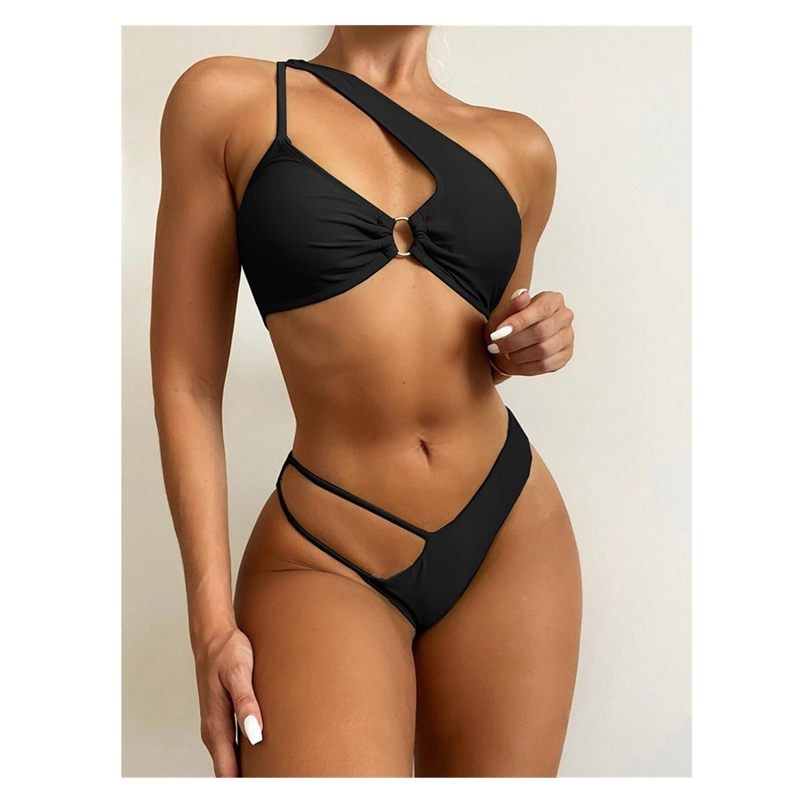Agoky Bikini Charol Mujer - Conjunto De Baño Dos Piezas Con Crop Top Halter Y Tanga Baja | Traje De Playa Y Piscina