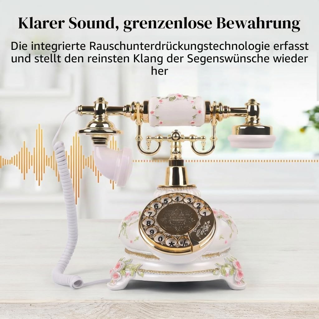 Audio Gästebuch Hochzeit Telefon, Audio Gästebuch Telefonrekorder, Hinterlassen Sie eine Nachricht nach dem Ton Gästetelefon, für Hochzeiten, Partys, Geburtstage, Abschlussfeiern (Blume gestreift)