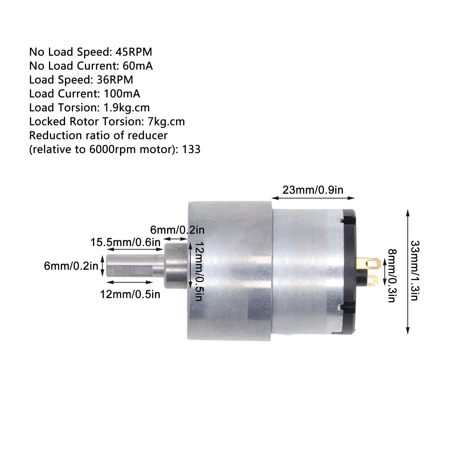 DC Geared Motor, DC12V CW CCW Speed Reduction Self Locking Worm Gear Motor Reversible Worm Gearbox for DIY Rotating Table Door Lock (45RPM)