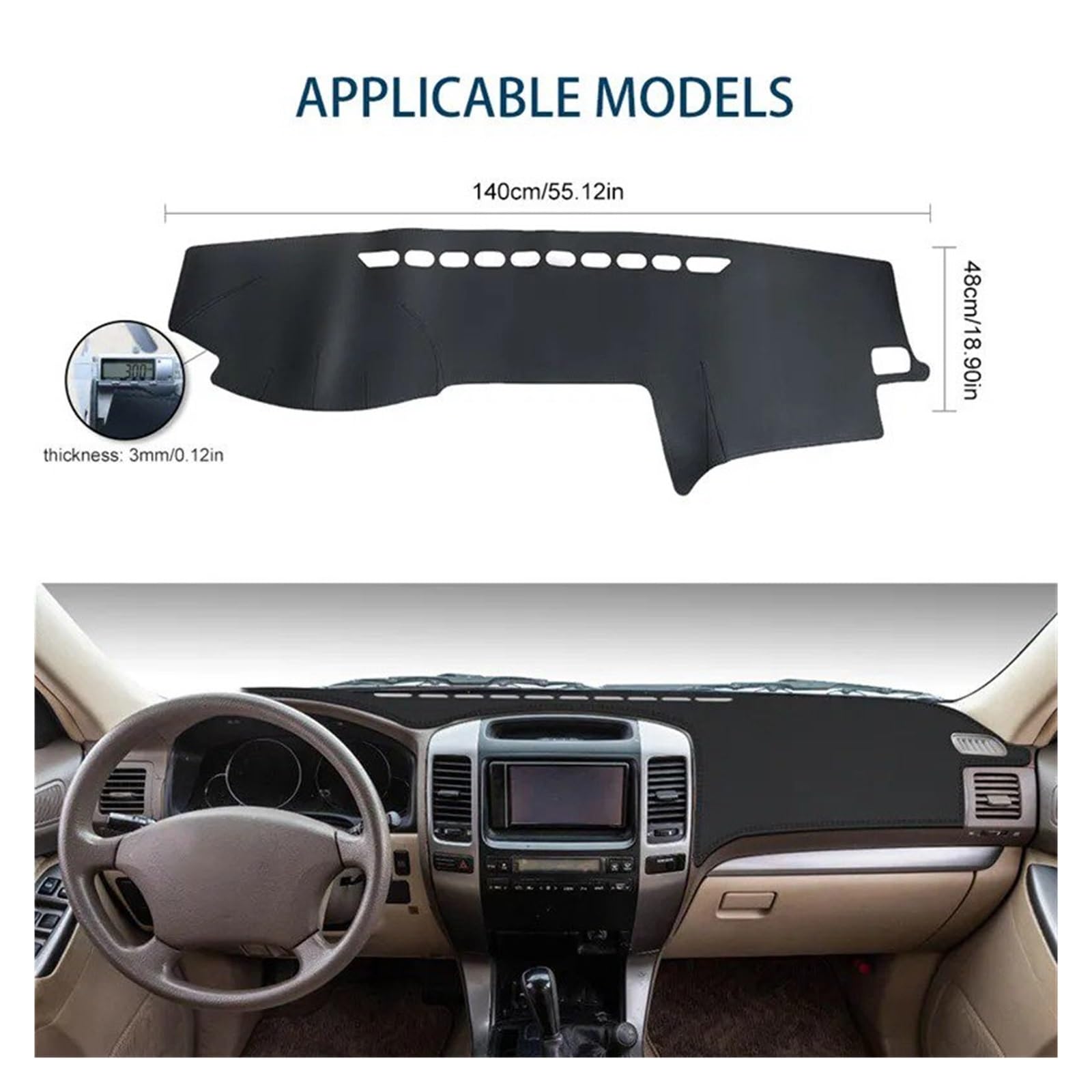 Parasol Salpicadero Coche Para Toyota Para Land Para Cruiser Para Prado 120 J120 2003-2009 Cubierta Protectora Para Salpicadero De Coche Alfombrilla Parasol Alfombra Resistente