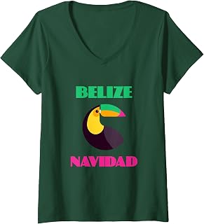 Womens Belize Navidad San Pedro Travel Souvenir Toucan Bird V-Neck T-Shirt