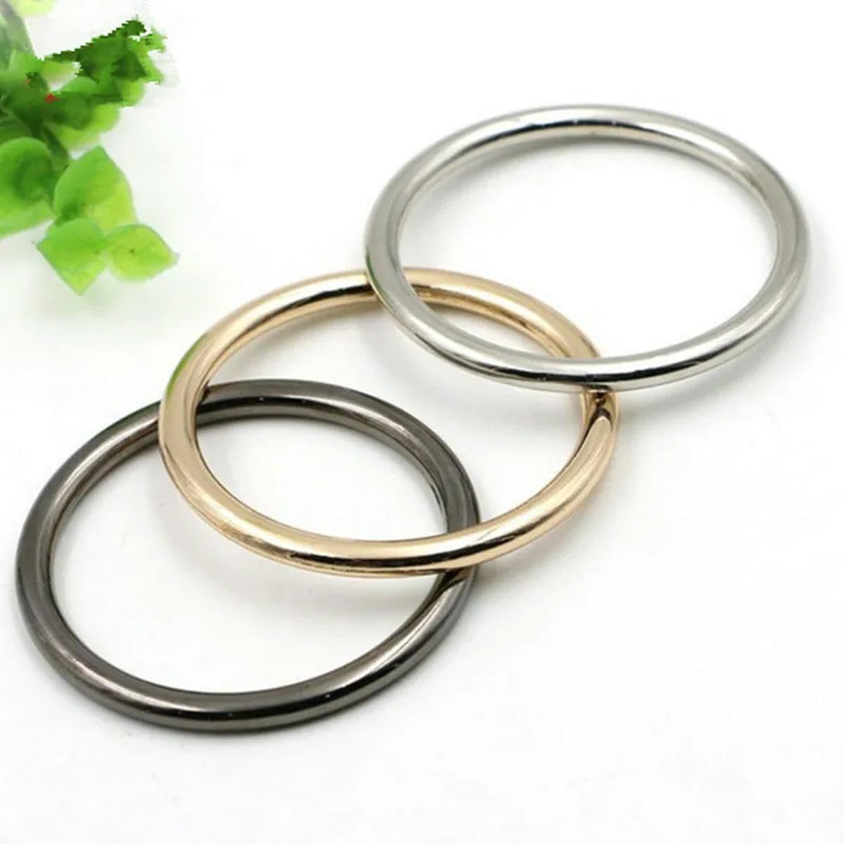 100 Stück DIY Lederhandwerk Taschengurt Zubehör Metall O-Ring Schnalle 10mm/15mm/20mm/25mm/30mm/35mm/40mm/45mm/50mm/60mm/65mm/70mm-15mm-Silber