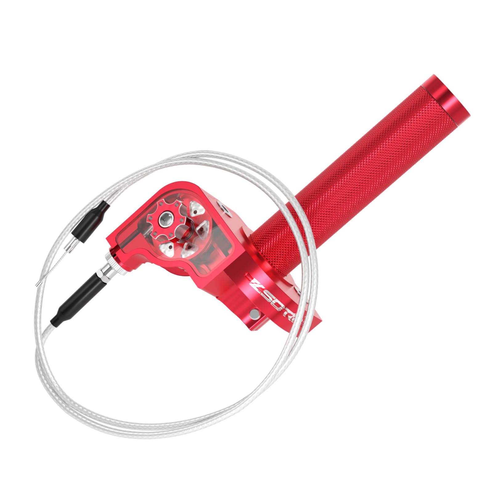 ZSDTRPThrottle Grip Throttle Cable Motorcycle 22mm Universal CNC Aluminum Accelerator Throttle Twist Grips Handlebars for KLX CR CRF EXC XR TTR CB SSR ATV Dirt Bike Pit Bike (Red)