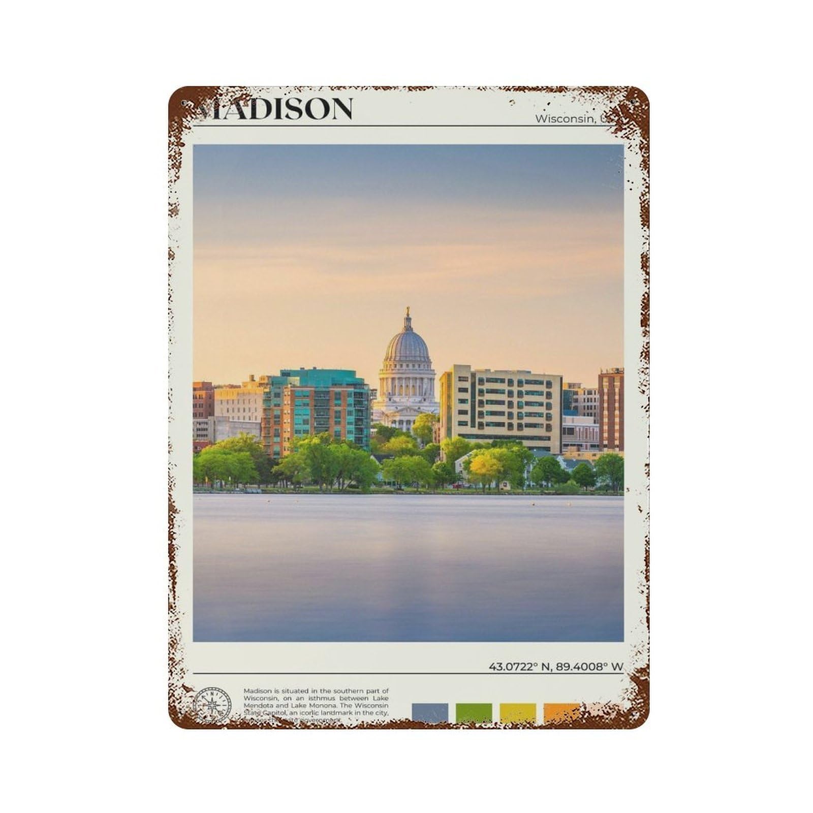 xiaoxiaoshen Real Photo Madison Decor Wisconsin USA Wall Decor Art Metal Tin Poster Modern Home Decor Art Home Bar Shop Decorations Vintage Sign 40x30cm